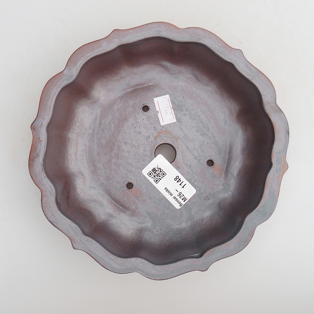 Keramická bonsajová miska 18 x 18 x 4,5 cm, farba kovu