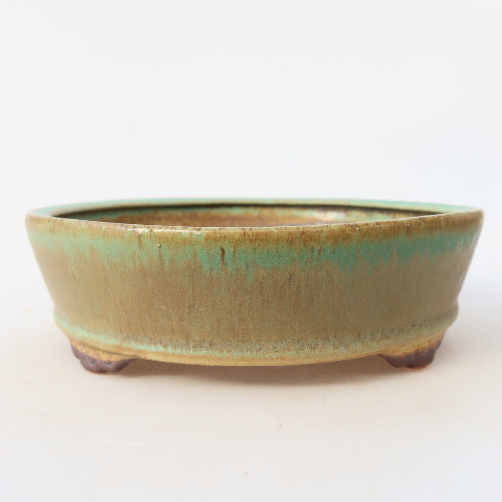 Keramická miska na bonsaje 18 x 18 x 5 cm, zelená