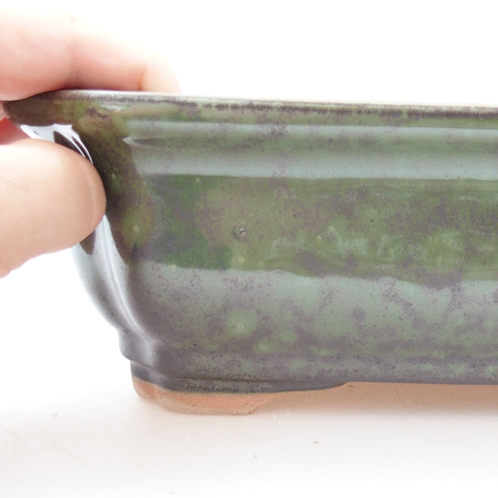 Keramická bonsai miska 27,5 x 21,5 x 7 cm, farba zelená