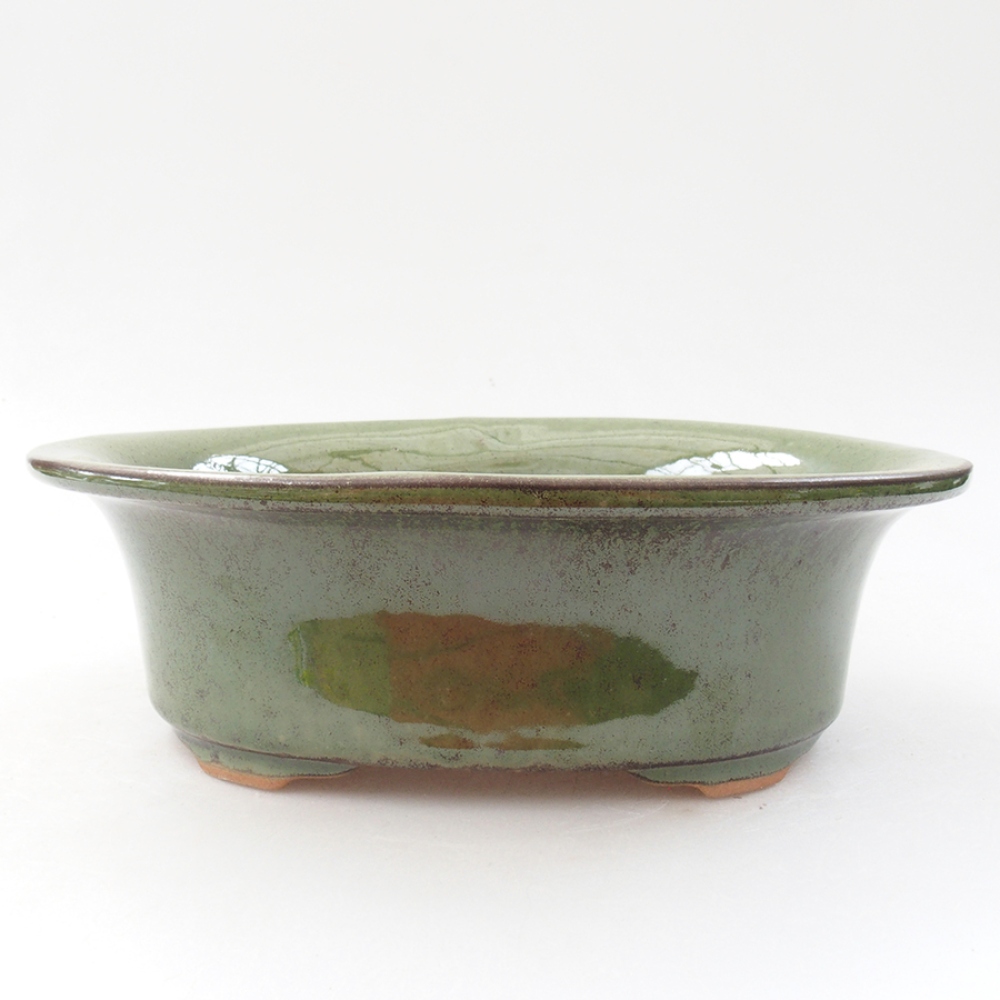 Keramická bonsai miska 19,5 x 15,5 x 6,5 cm, farba zelená