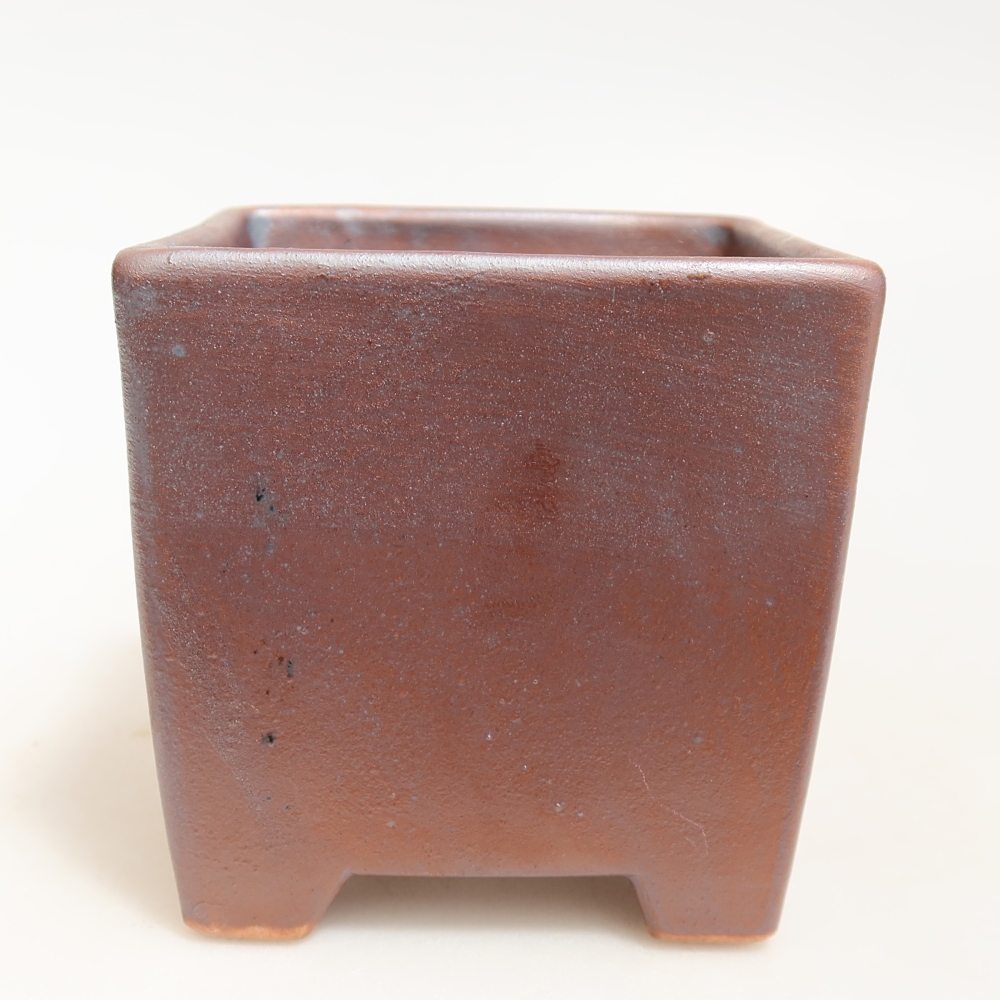 Keramická miska na bonsaje 9 x 9 x 8,5 cm, farba: kovová