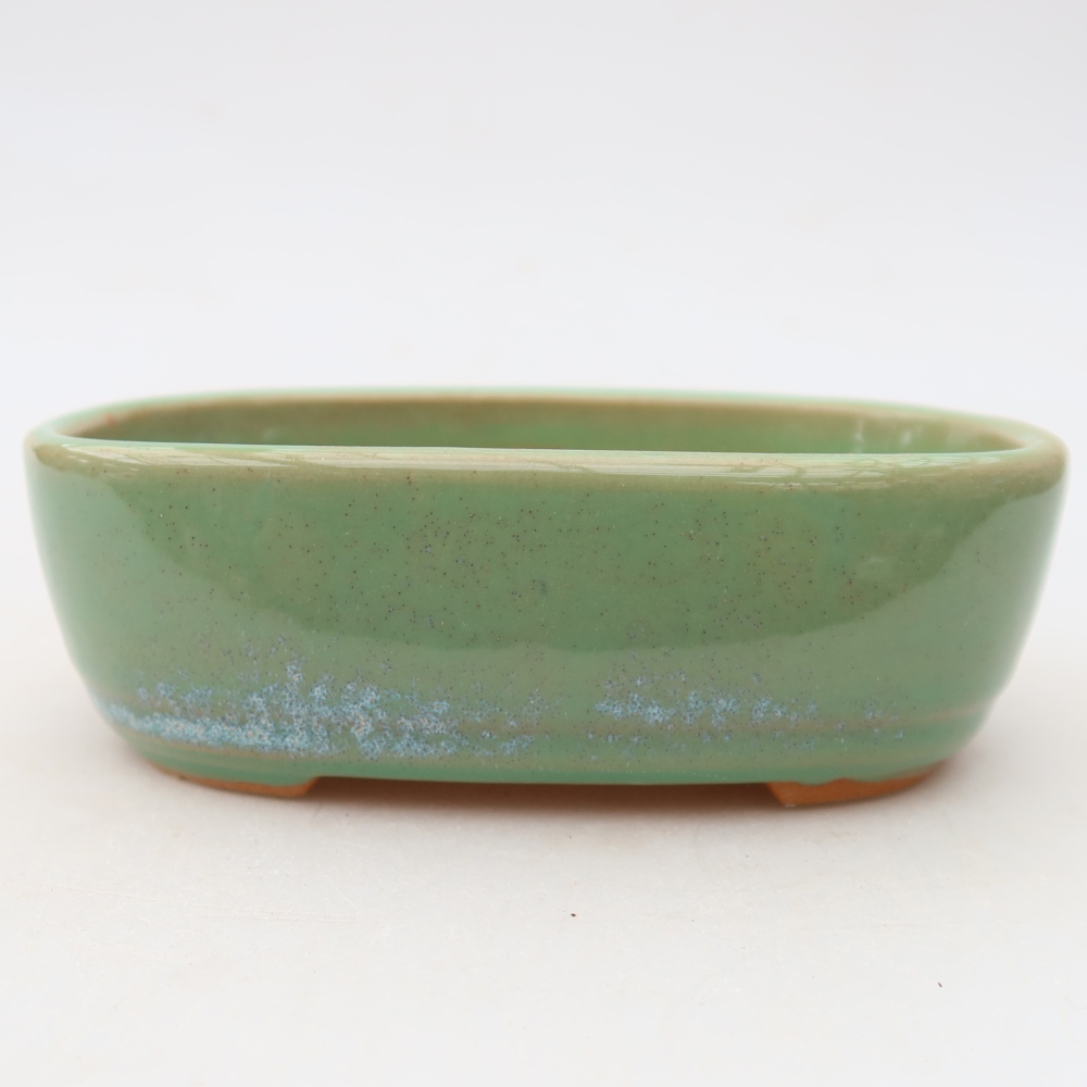 Keramická miska na bonsaje 13 x 8,5 x 4 cm, farba zelená