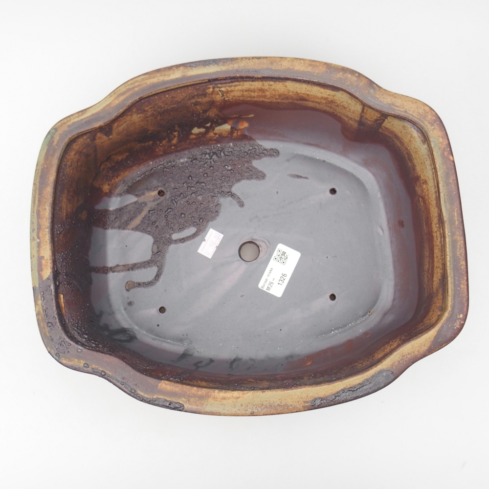 Keramická bonsajová miska 30 x 26 x 10,5 cm, farba hnedozelená