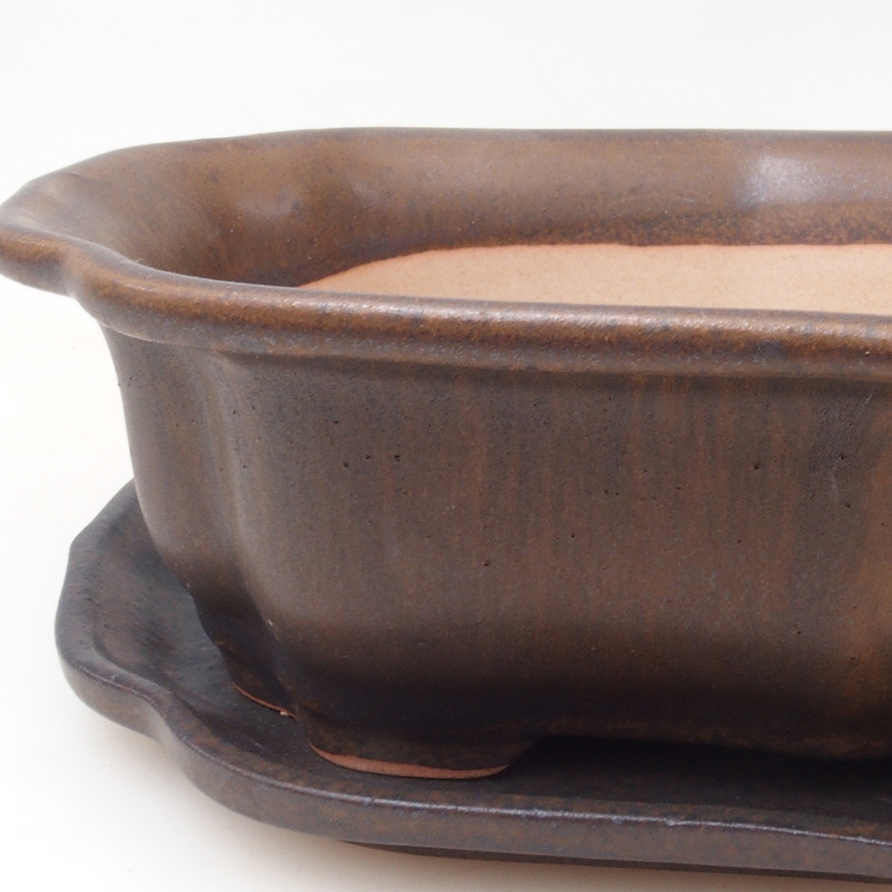 Bonsai miska + podmiska H01 - 12x9x5 cm