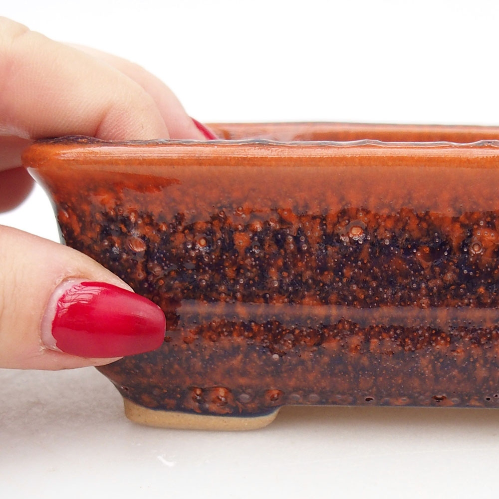 Keramická miska na bonsaje 13,5 x 10 x 4,5 cm, oranžová