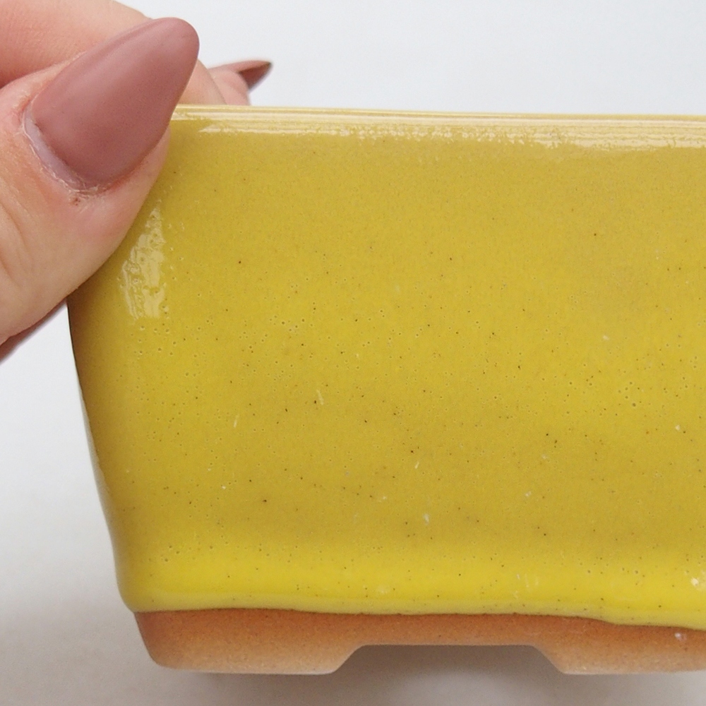 Keramická miska na bonsaje 8,5 x 8,5 x 6 cm, žltá