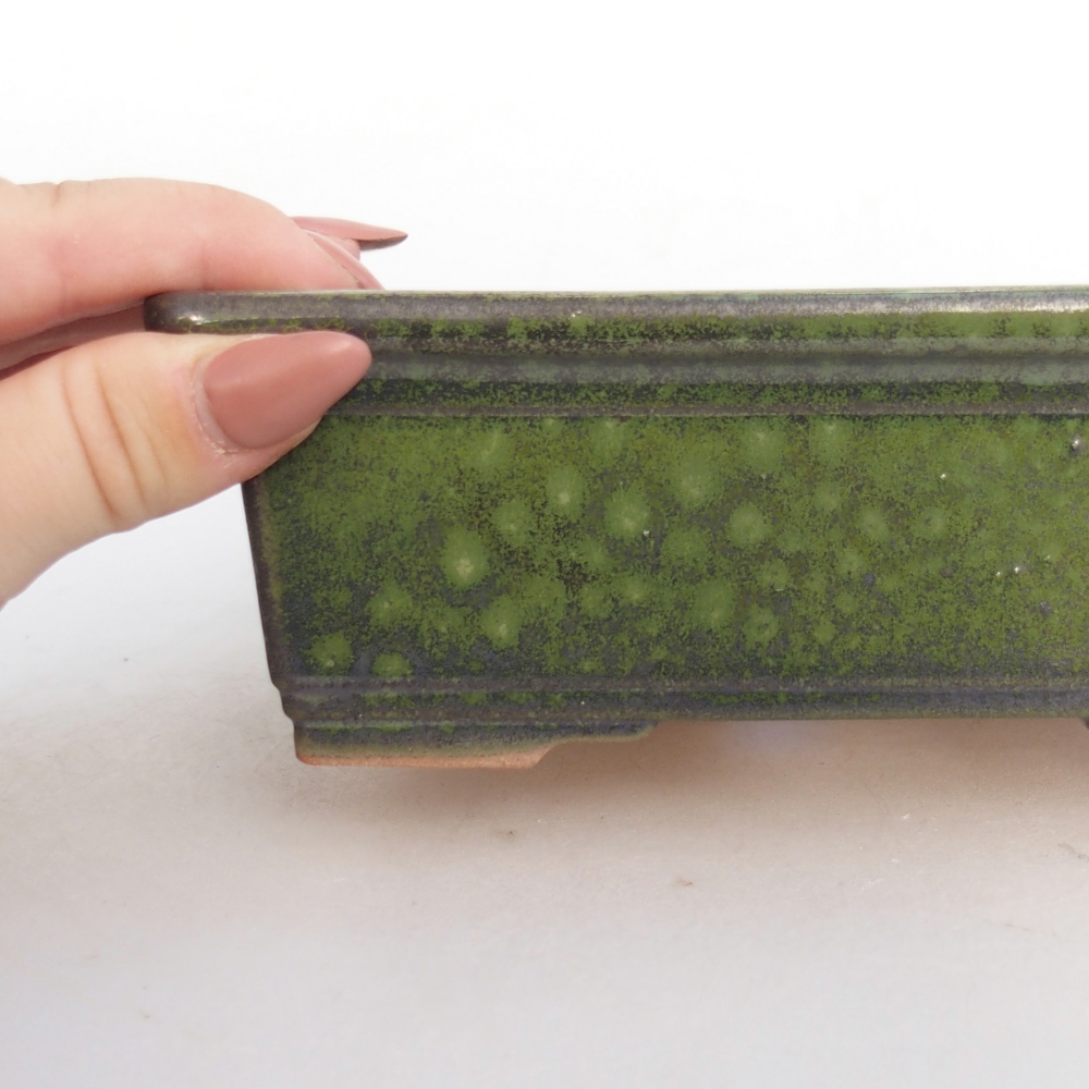 Keramická miska na bonsaje 16 x 12 x 6 cm, zelená