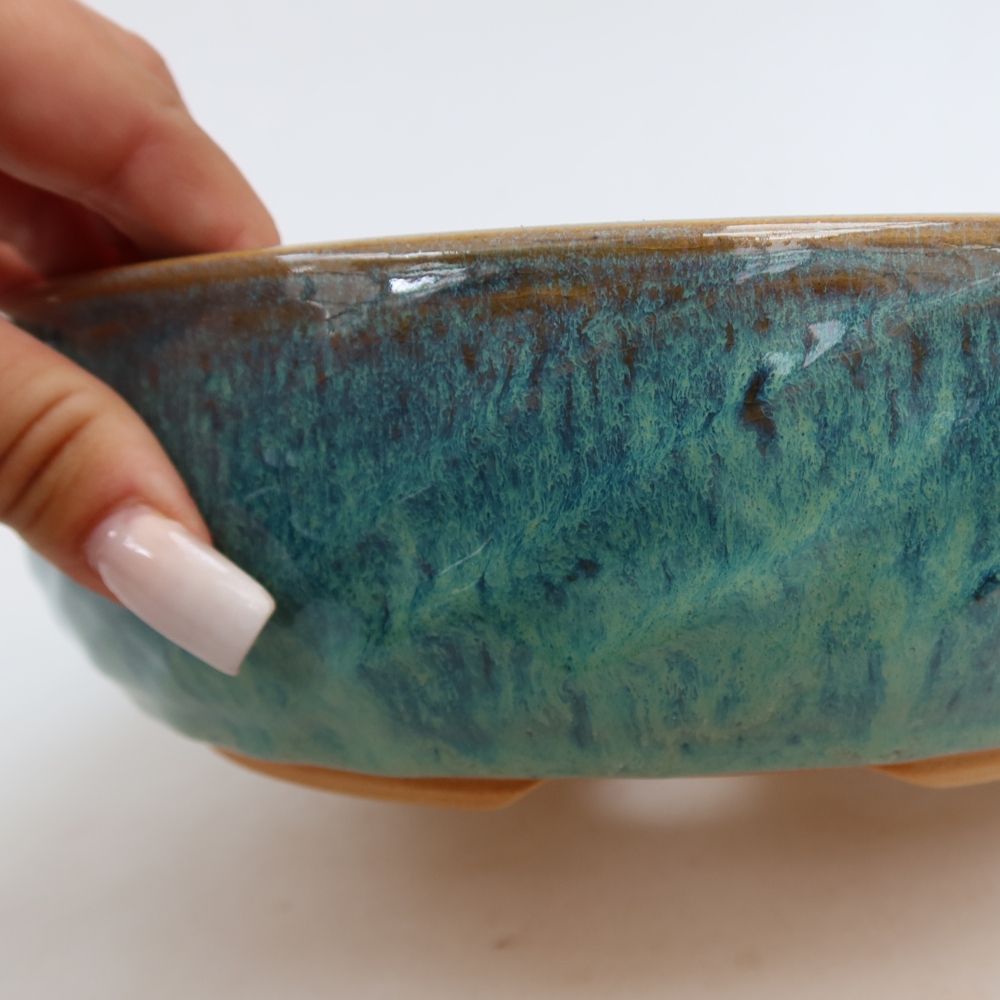 Keramická miska na bonsaje 22,5 x 22,5 x 7 cm, farba modrá