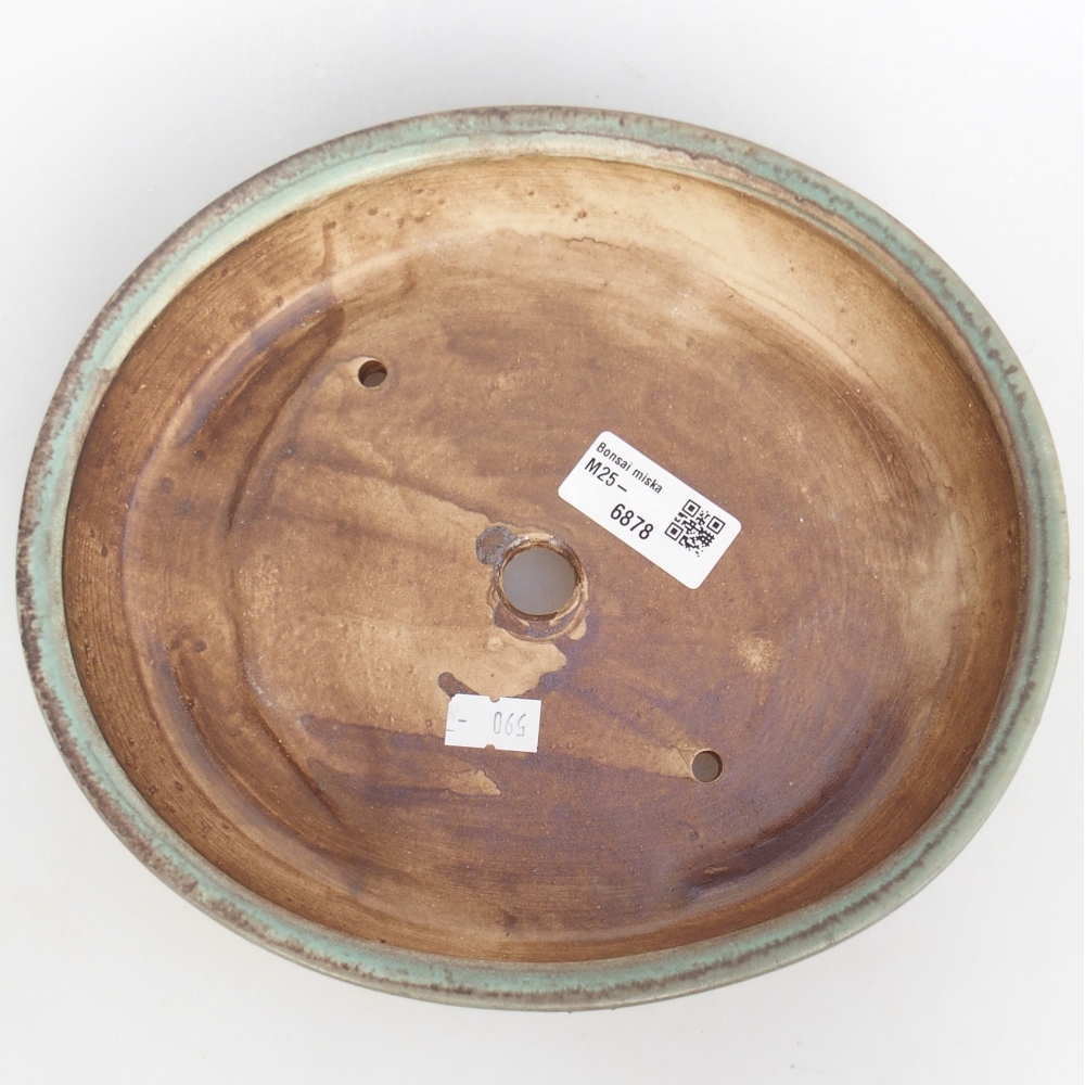 Keramická bonsajová miska 22,5 x 20 x 4,5 cm, zelená