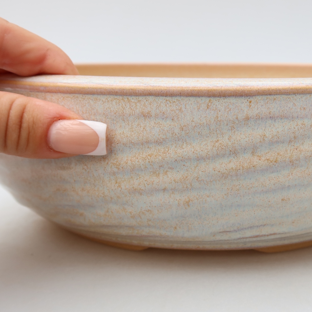 Keramická miska na bonsaje 25,5 x 25,5 x 7,5 cm, farba béžová