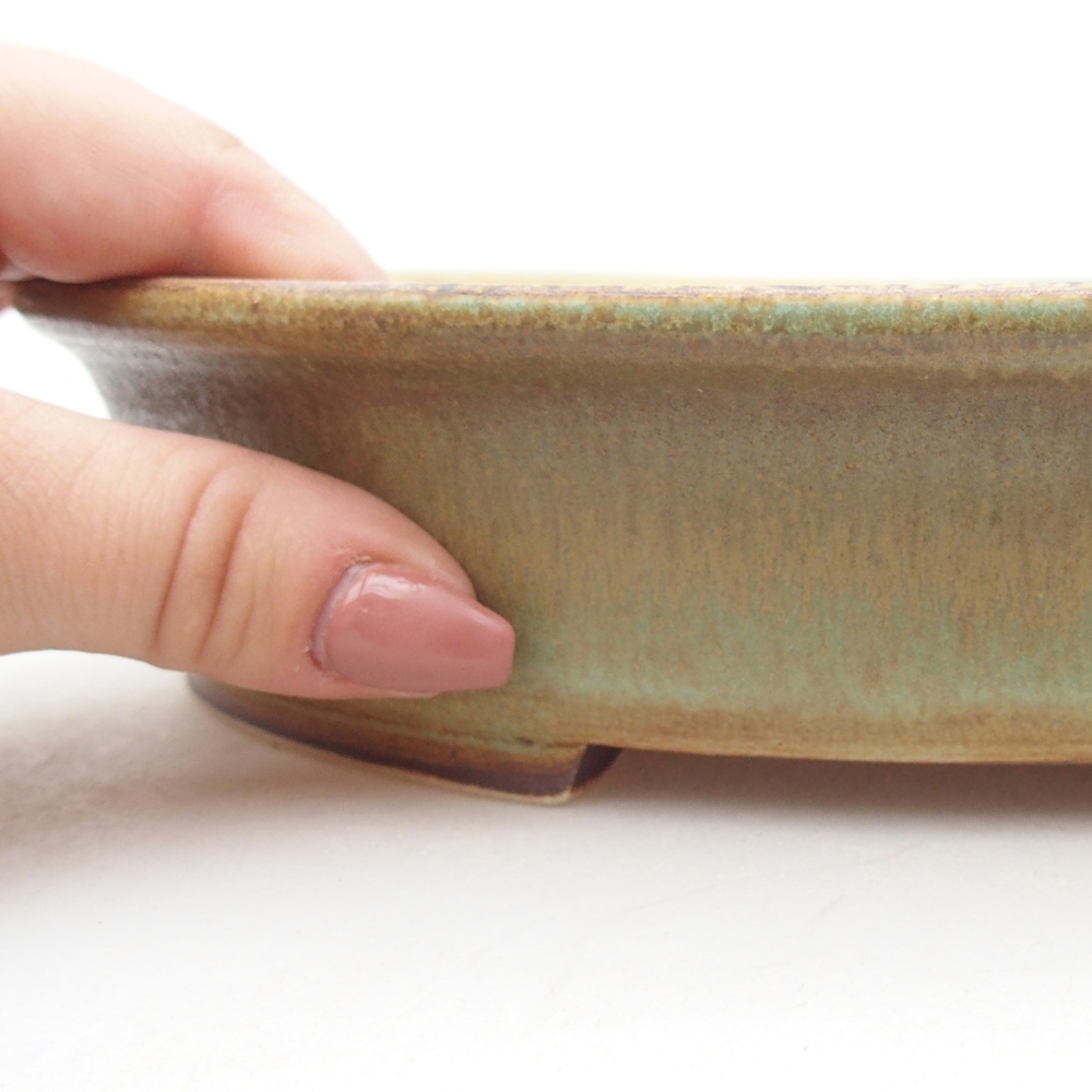 Keramická bonsajová miska 24 x 21 x 5 cm, zelená