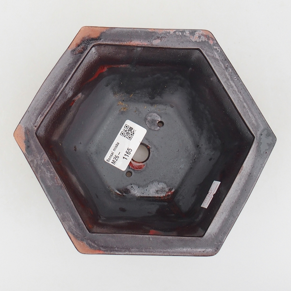 Keramická miska na bonsaje 18 x 16 x 9 cm, farba čierna červená