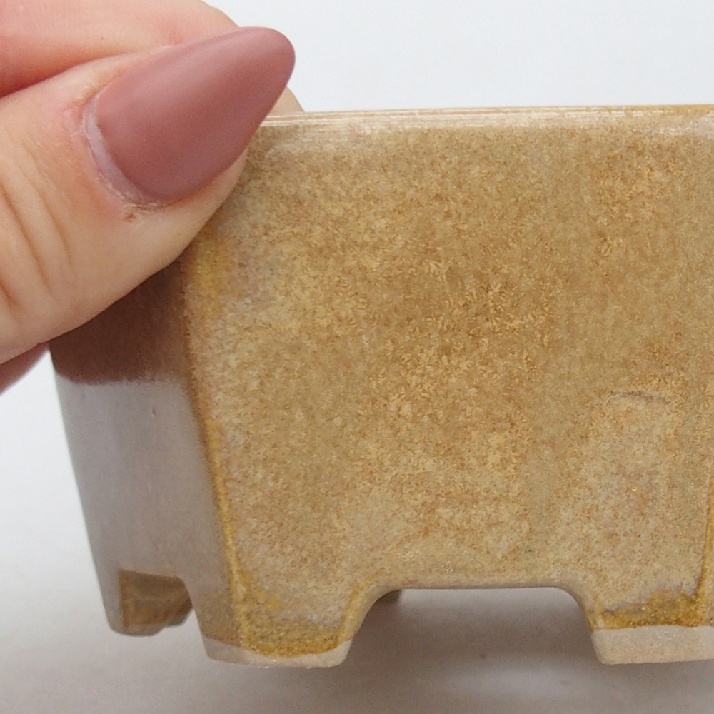 Keramická miska na bonsaje 10,5 x 9,5 x 5 cm, farba béžová