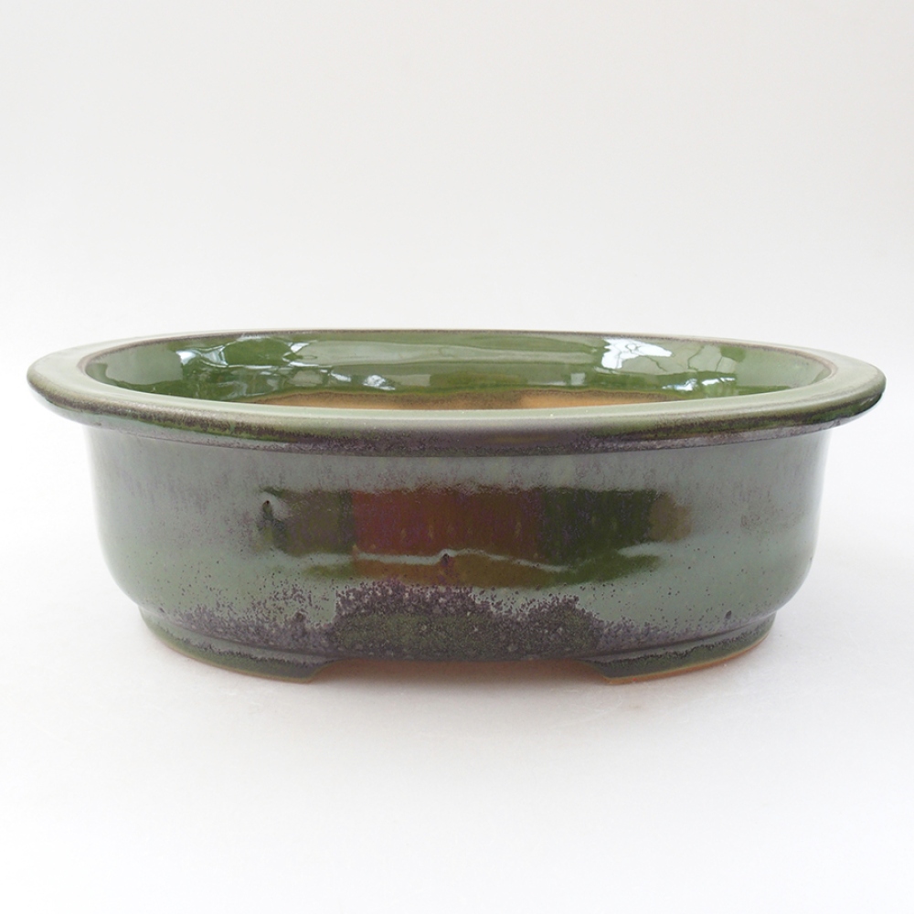 Keramická bonsai miska 25,5 x 22 x 8 cm, farba zelená