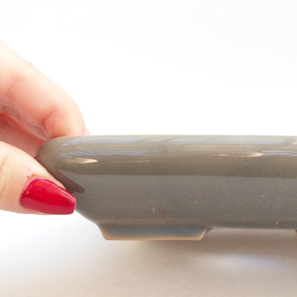 Keramická miska na bonsaje 16,5 x 13,5 x 3,5 cm, sivá