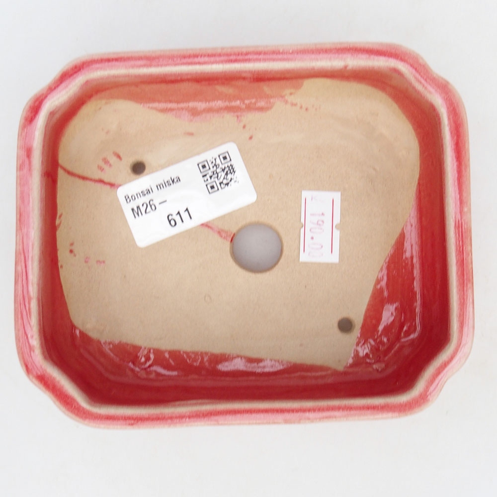 Keramická bonsajová miska 12 x 10,5 x 4 cm, farba červená