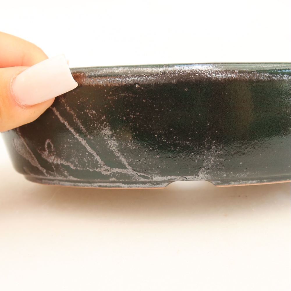 Keramická miska na bonsaje 16,5 x 11,5 x 4,5 cm, zelená