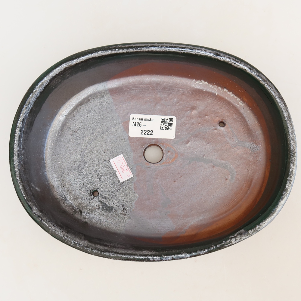 Keramická miska na bonsaje 22 x 17 x 5 cm, zelená metalíza