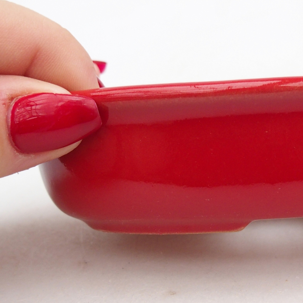 Keramická bonsajová miska 12 x 8,5 x 3 cm, farba červená