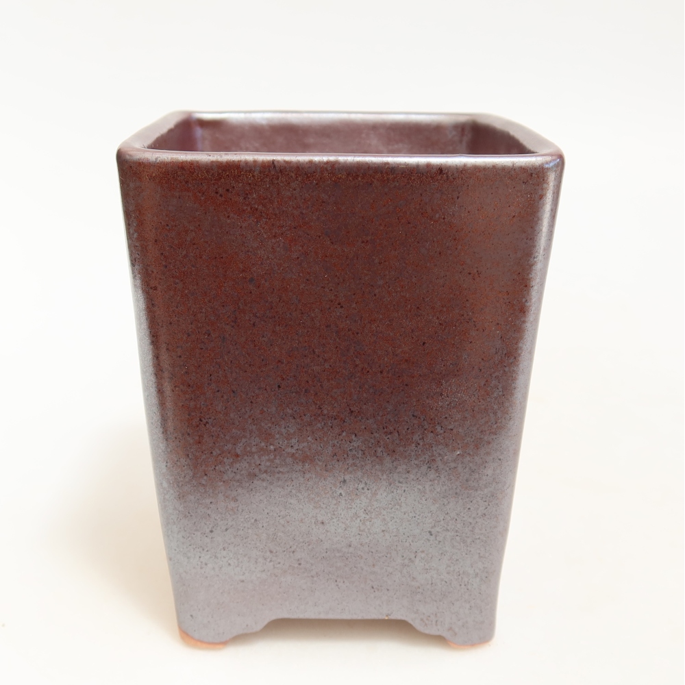 Keramická miska na bonsaje 9 x 9 x 11 cm, farba: kovová