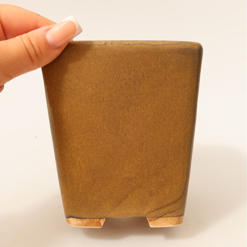 Keramická miska na bonsai 10,5 x 10,5 x 12 cm, farba hnedá