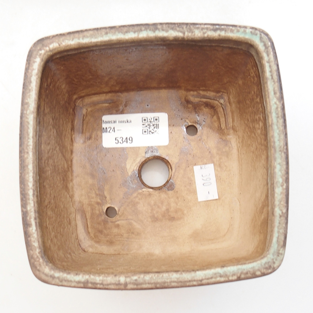 Keramická bonsai miska 13 x 13 x 8 cm, farba zelená