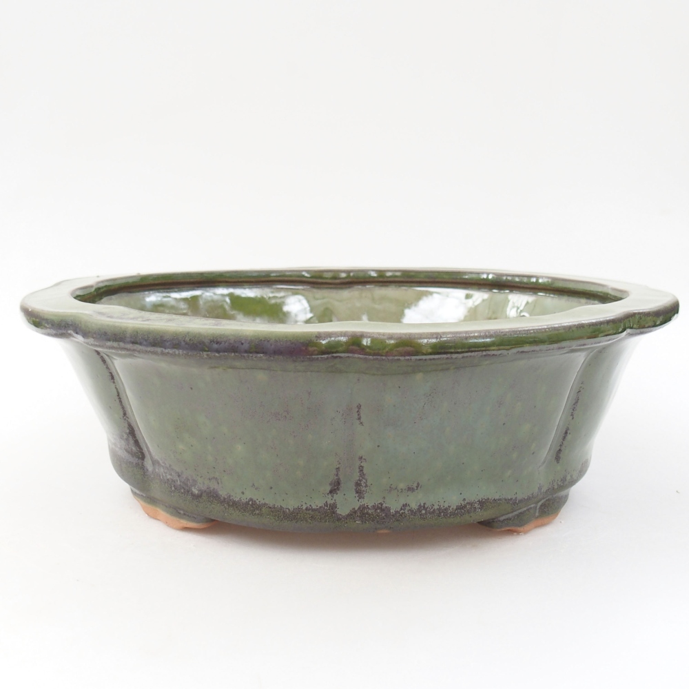 Keramická bonsai miska 26 x 26 x 8 cm, farba zelená
