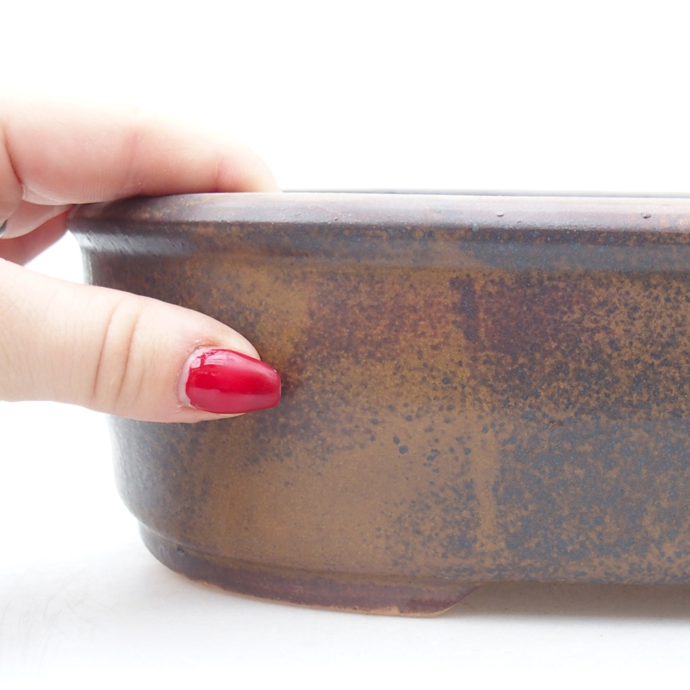 Keramická miska na bonsaje 32 x 25 x 7,5 cm, hnedá