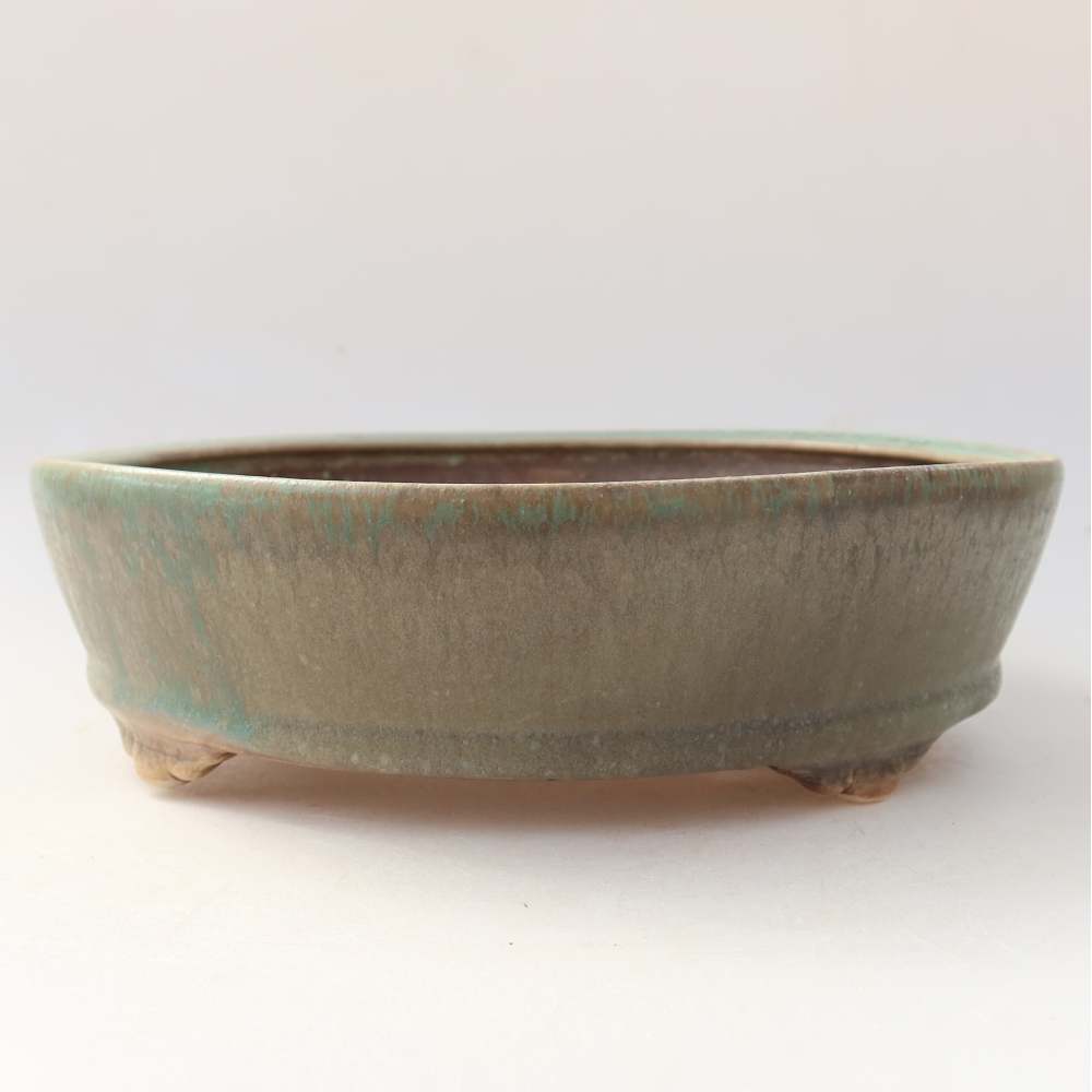 Keramická miska na bonsaje 21,5 x 21,5 x 6 cm, zelená