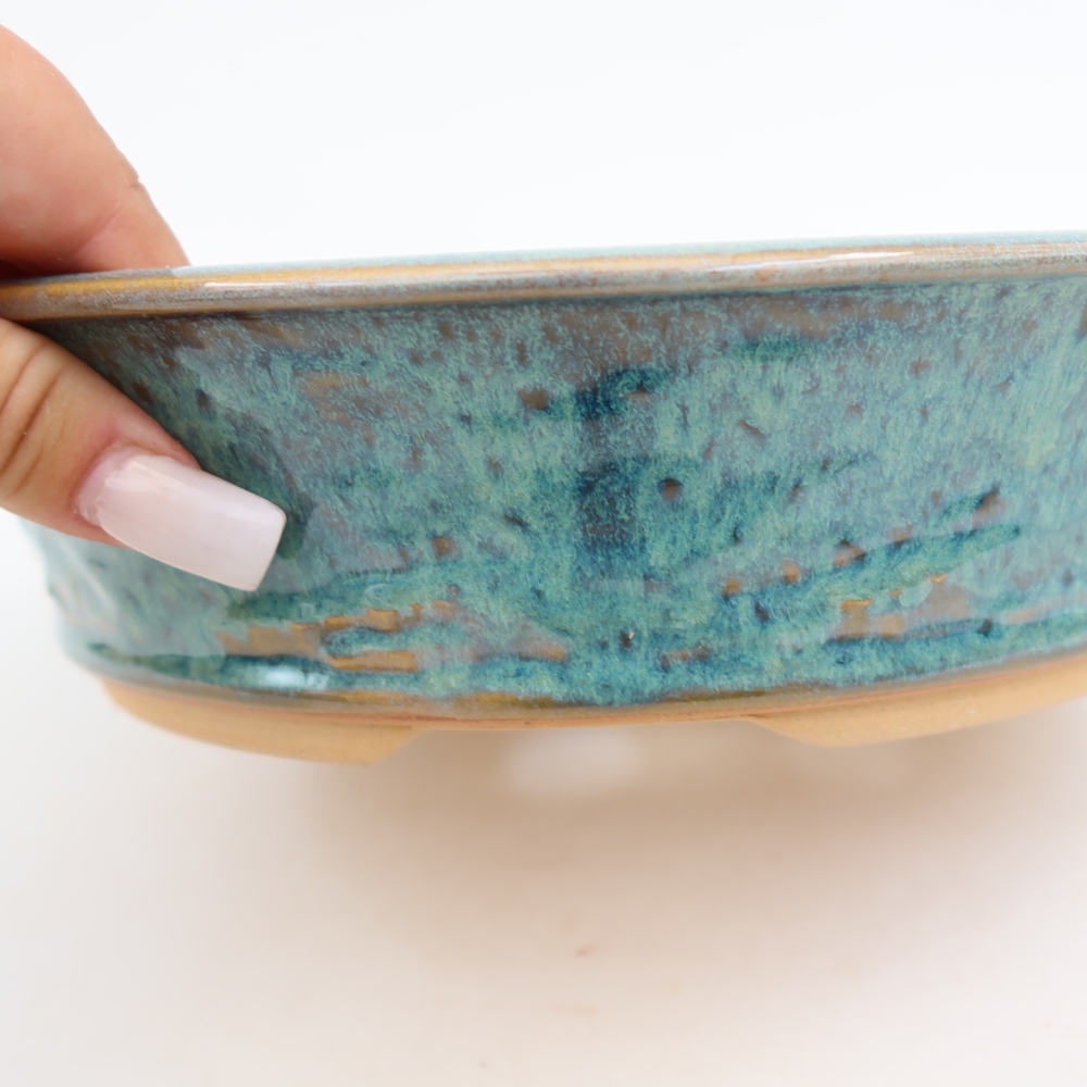 Keramická miska na bonsaje 23,5 x 23,5 x 6 cm, farba modrá