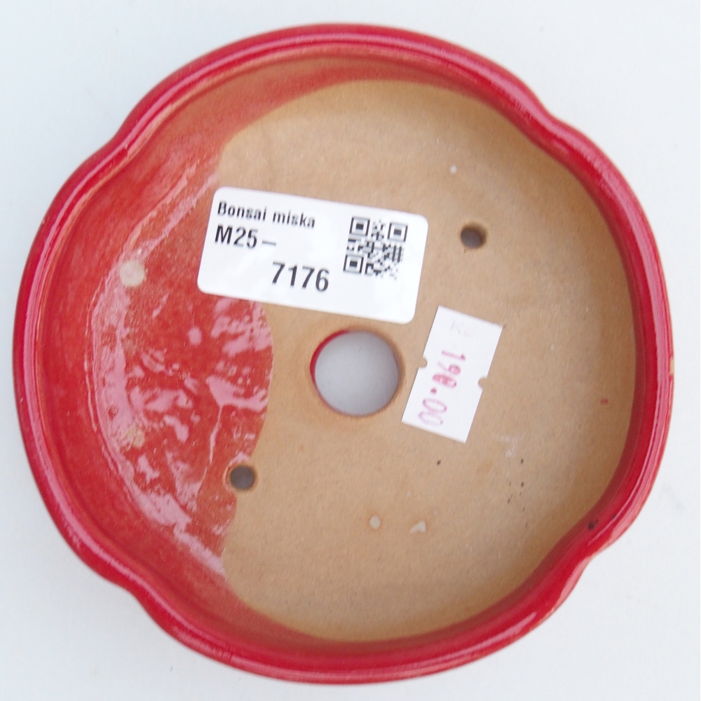 Keramická bonsajová miska 11 x 11 x 3 cm, farba červená