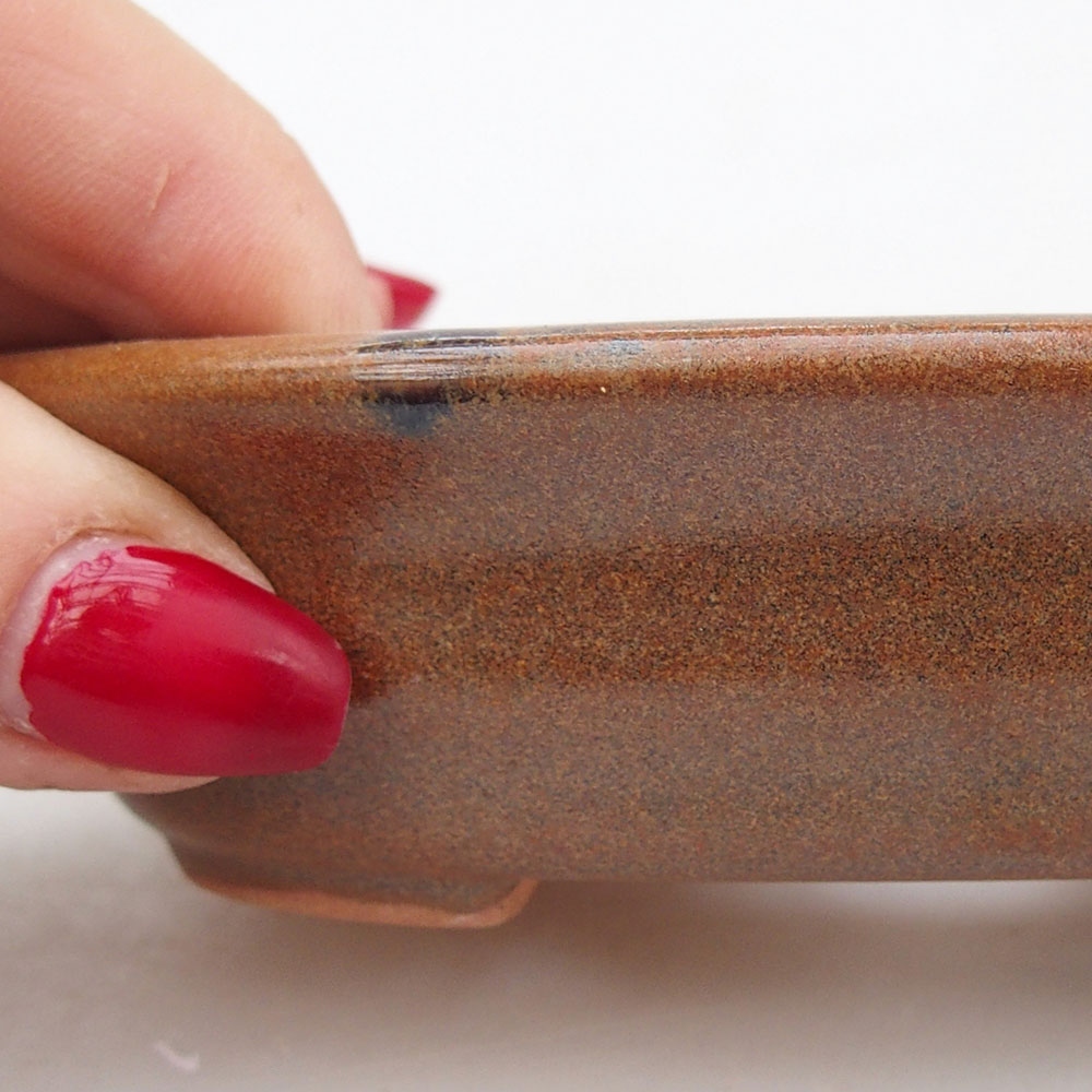 Keramická miska na bonsaje 12 x 10 x 3 cm, hnedá