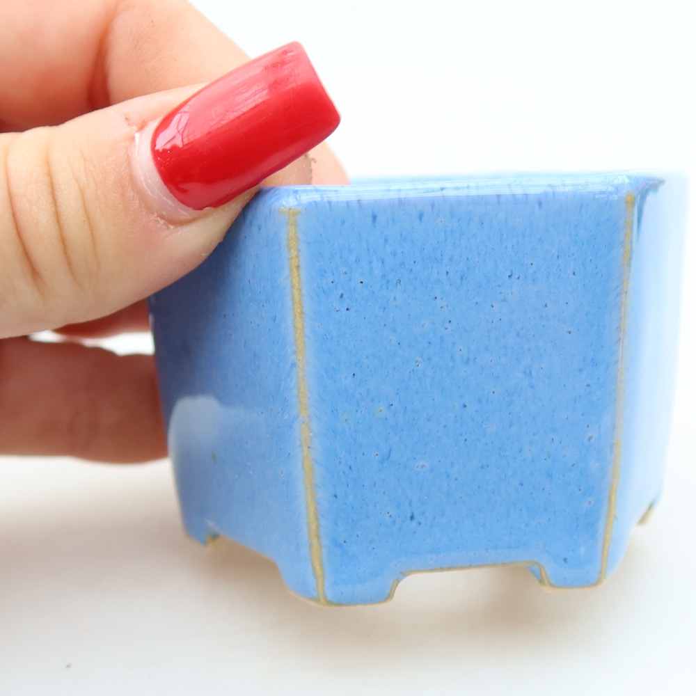 Keramická miska na bonsaje 7 x 6 x 4,5 cm, farba modrá