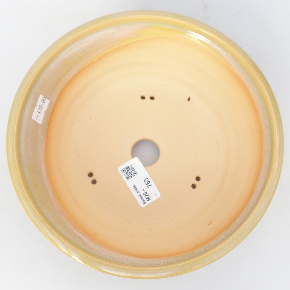 Keramická bonsajová miska 20,5 x 20,5 x 7 cm, žltozelená