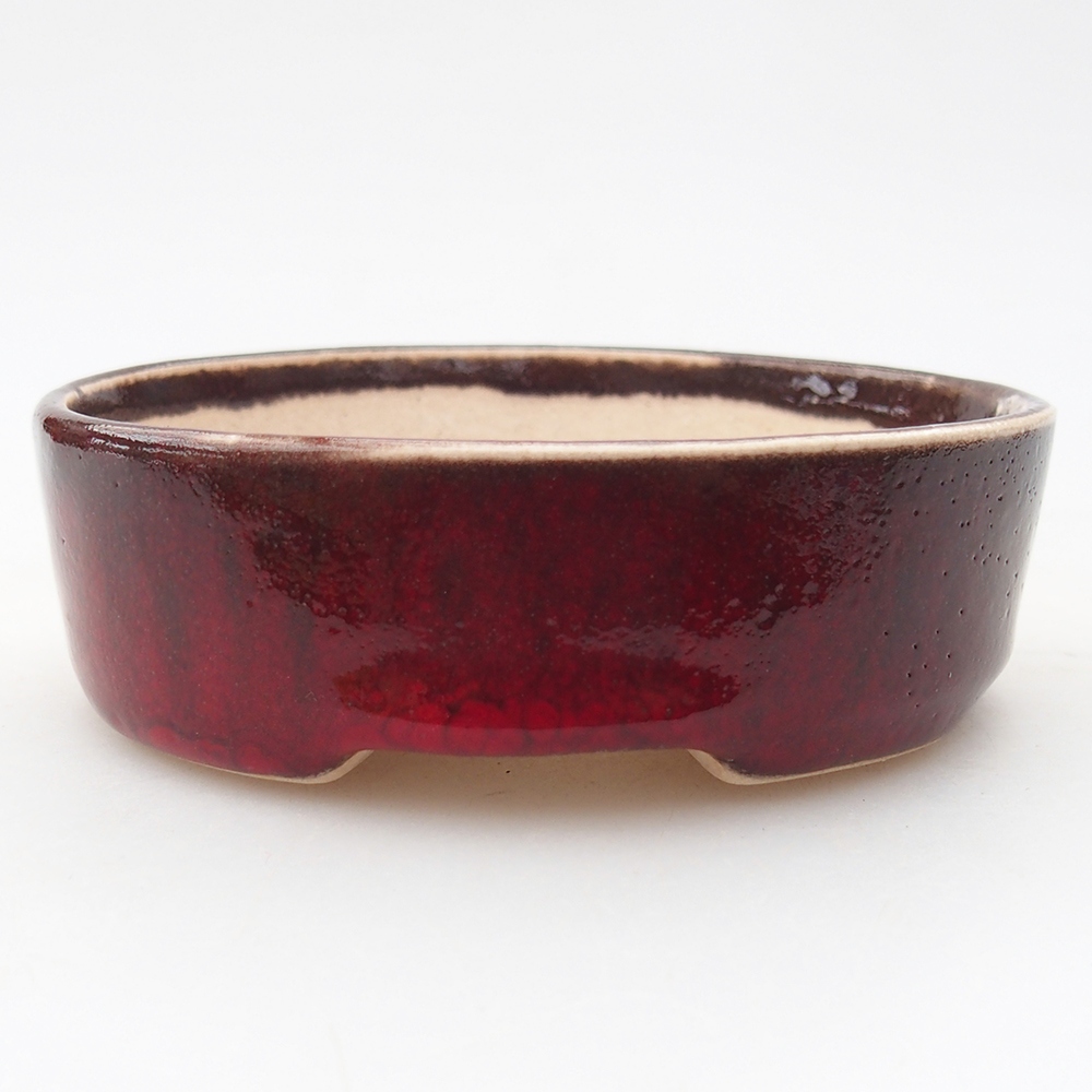 Mini bonsajová miska 9,5 x 8,5 x 3 cm, farba červená