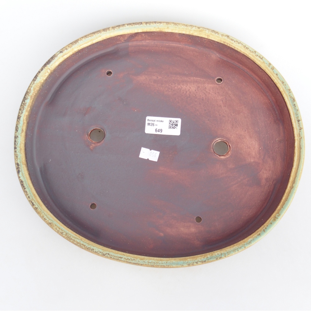 Keramická miska na bonsaje 31 x 27 x 4,5 cm, zelená