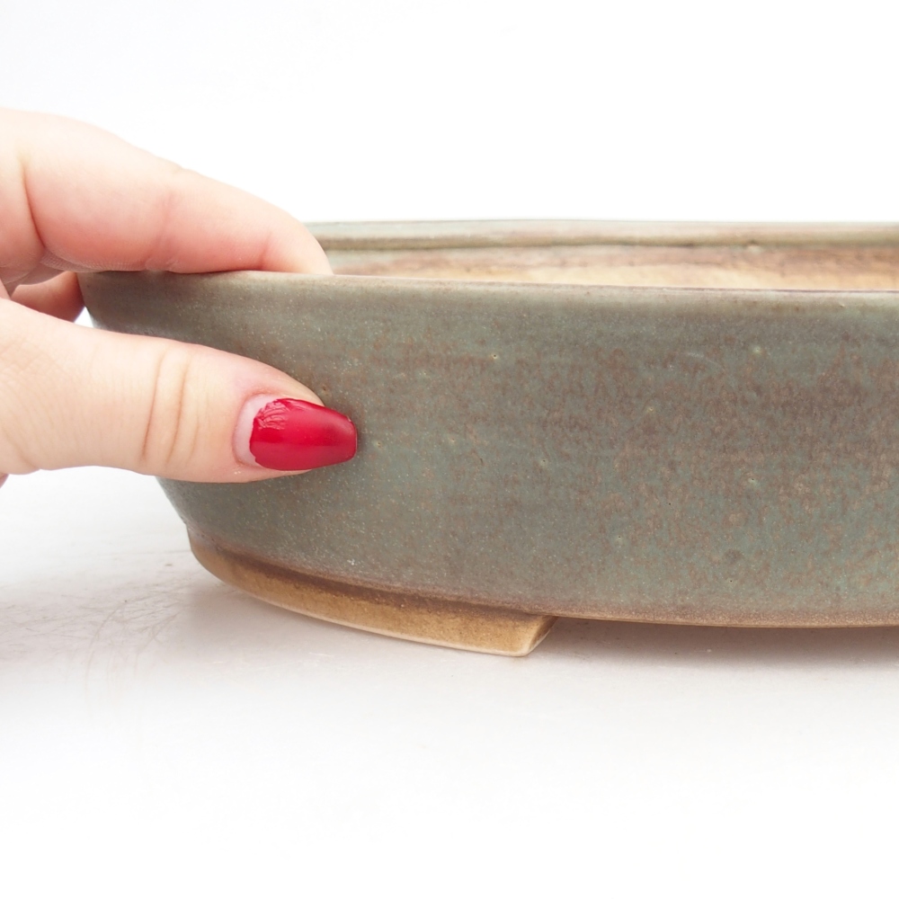 Keramická bonsajová miska 25 x 20 x 7,5 cm, zelená