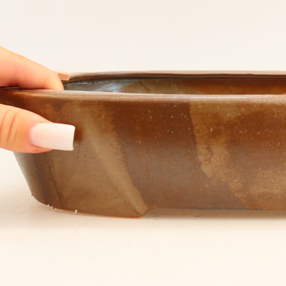 Keramická miska na bonsai 32 x 24,5 x 6,5 cm, farba hnedá