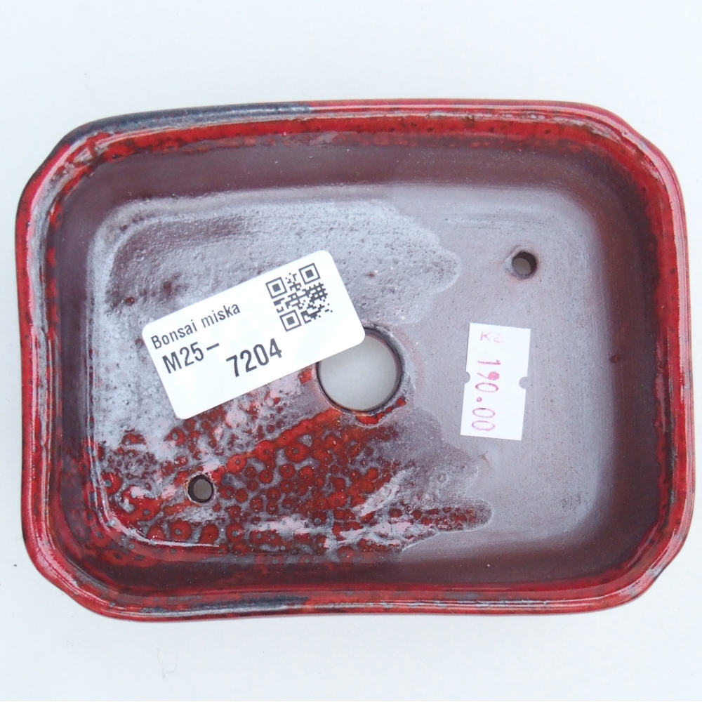 Keramická miska na bonsaje 12 x 9 x 3 cm, farba červená