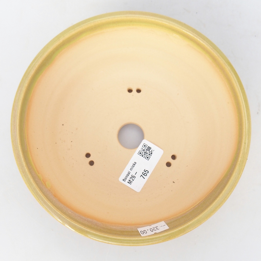 Keramická bonsajová miska 17 x 17 x 5,5 cm, žltozelená