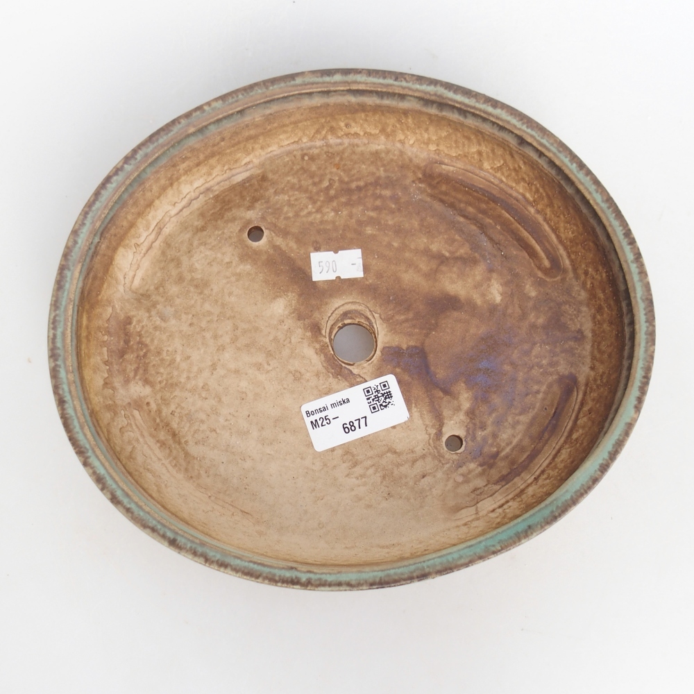 Keramická bonsajová miska 22,5 x 20 x 4,5 cm, zelená