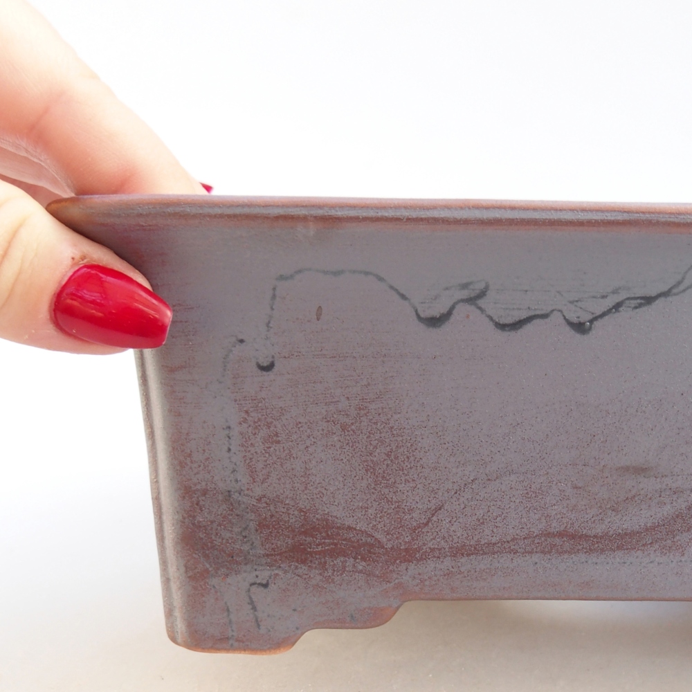 Keramická bonsajová miska 18 x 14 x 7 cm, farba kovu