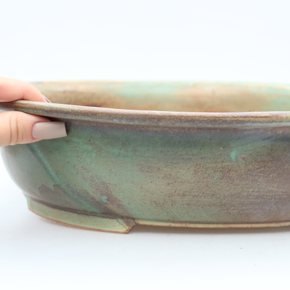 Keramická miska na bonsaje 36 x 28 x 8,5 cm, farba hnedozelená