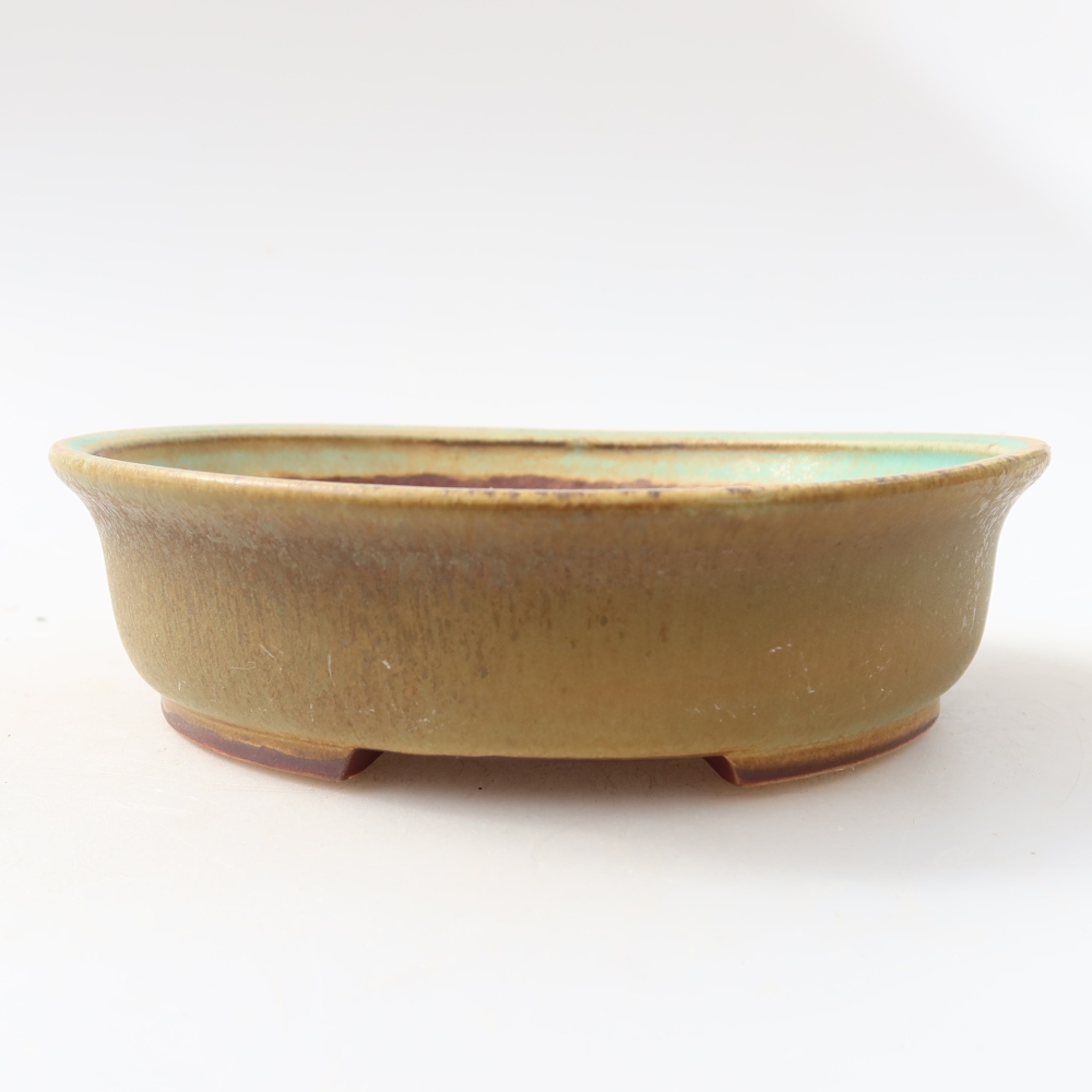 Keramická miska na bonsai 15,5 x 14,5 x 4 cm, farba zelená