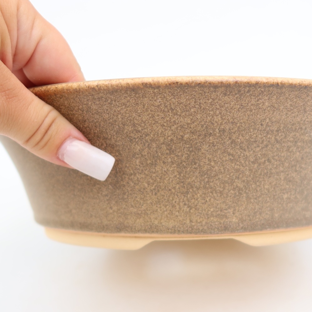 Keramická miska na bonsaje 25,5 x 25,5 x 7,5 cm, farba hnedá