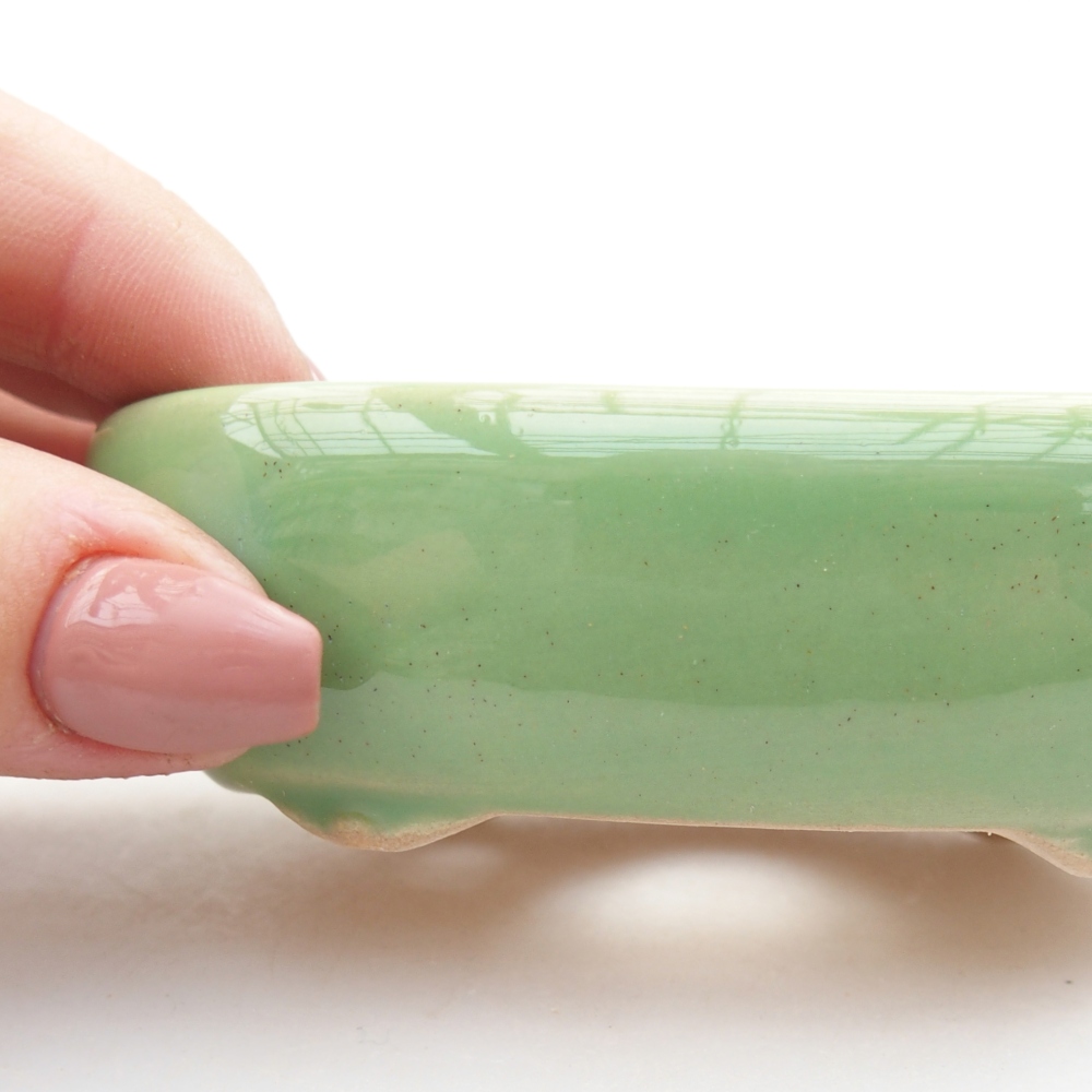 Keramická miska na bonsaje 9 x 6,5 x 3 cm, zelená