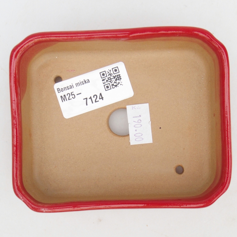 Keramická bonsajová miska 11 x 9 x 3 cm, farba červená
