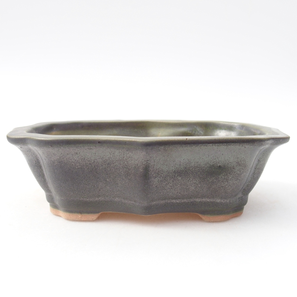 Keramická miska na bonsaje 15,5 x 11 x 4,5 cm, zelená metalíza