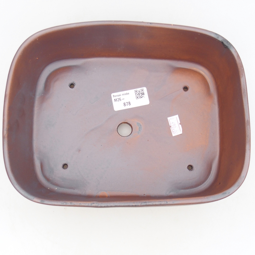 Keramická bonsajová miska 23,5 x 18 x 7,5 cm, farba kovu