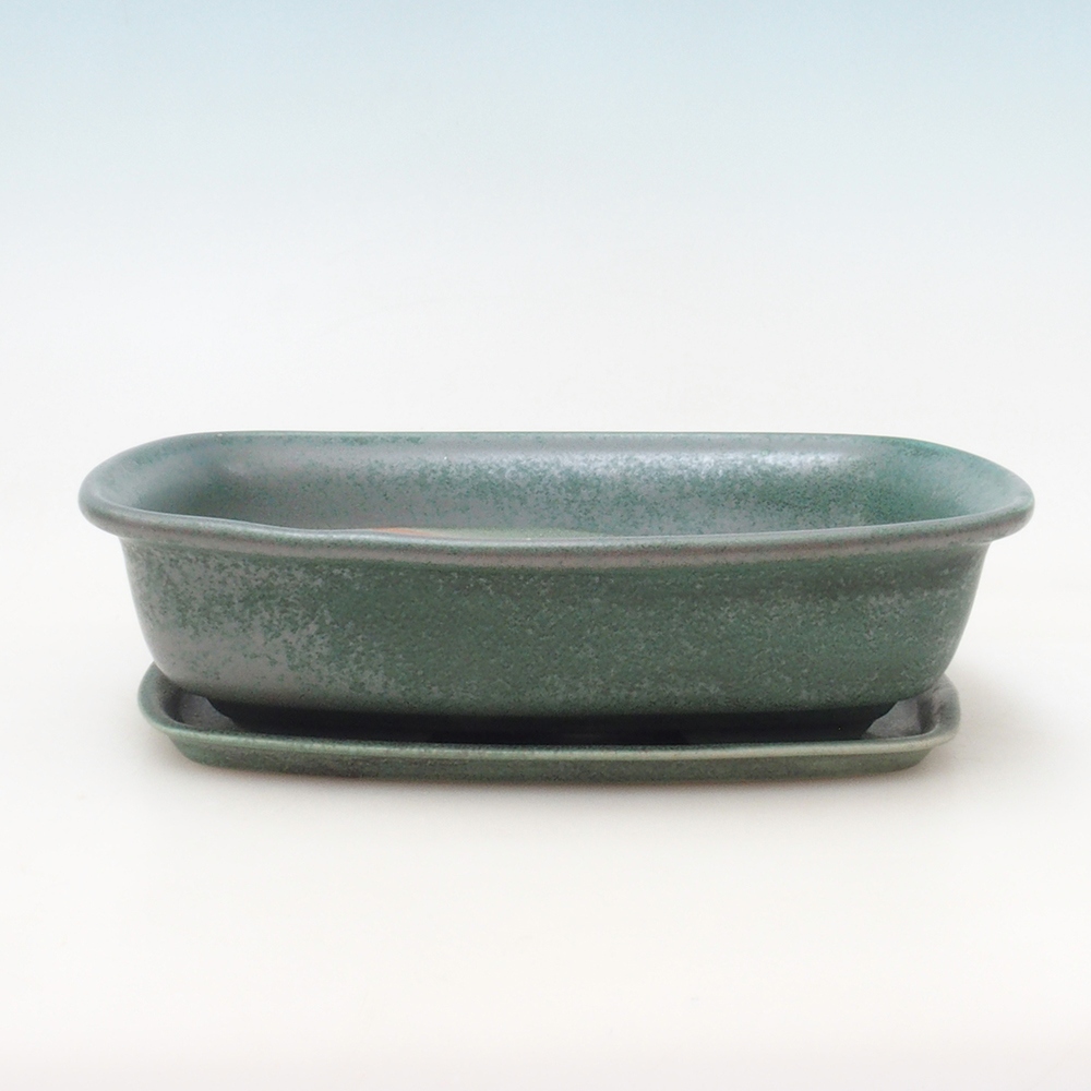 Bonsai miska + podmiska H08 – 25 x 19,5 x 6 cm. - zelená